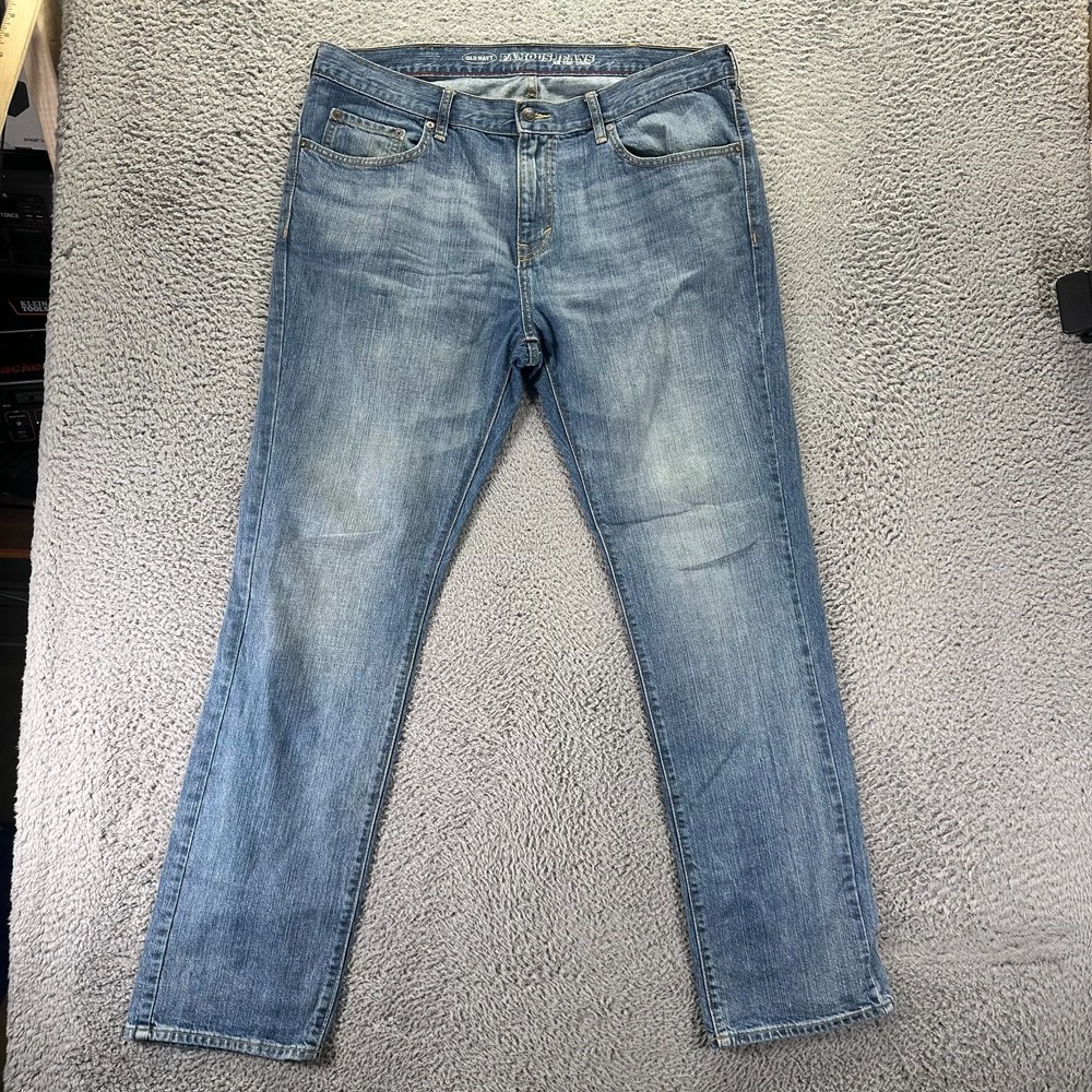 Old Navy Jeans Men 38x34 Blue Cotton Denim Straight Slim Faded Workwear Travel